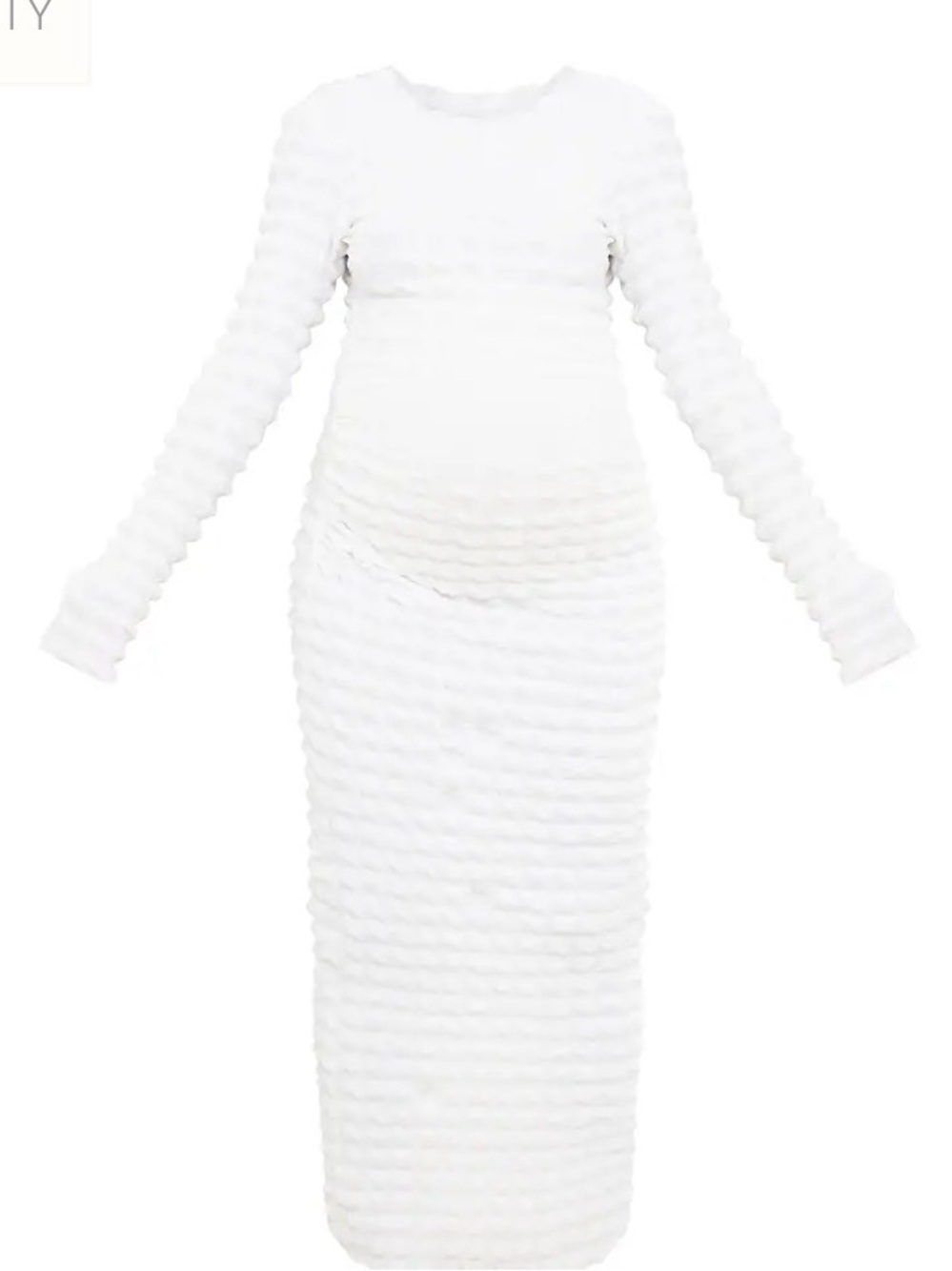 PrettyLittleThing Maternity Cream Textured Bubble Midaxi Dress